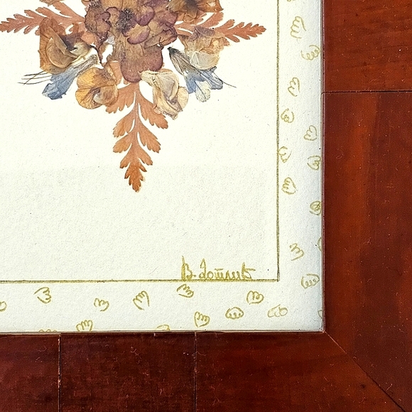 Antique Bosnian Pressed Flowers, Signed, Original Glass and Wood Frame - Picture 5 of 16